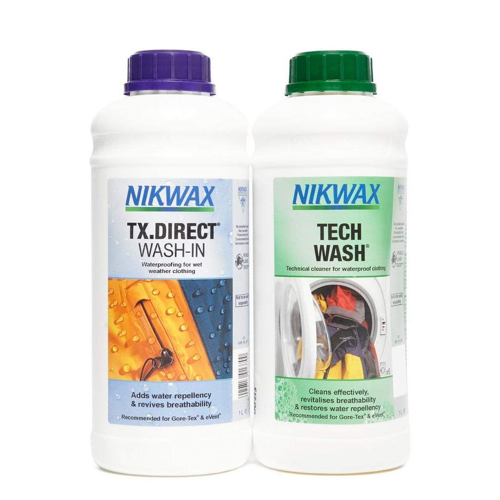 Nikwax Tech Wash & TX Direct Twin Pack - 70oz Waterproofing Cleaner for Outdoor Gear - Perfect for Jackets, Tents & Hiking Equipment