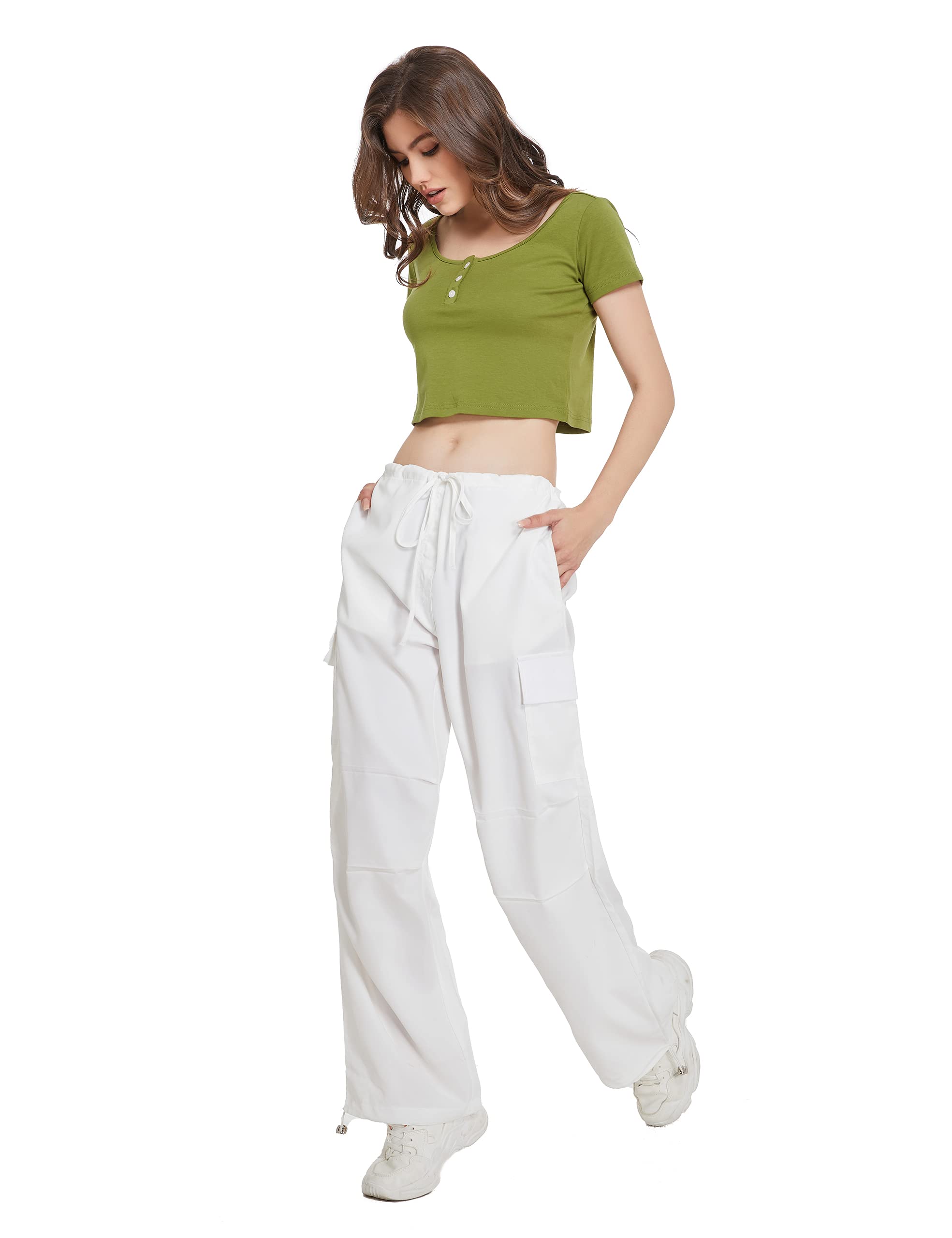 Trendy Y2K Low Waist Wide Leg Parachute Pants for Women - Loose Fit Casual Pants | 2023 Fashion | Perfect for Streetwear, Retro Outfits & Everyday Comfort