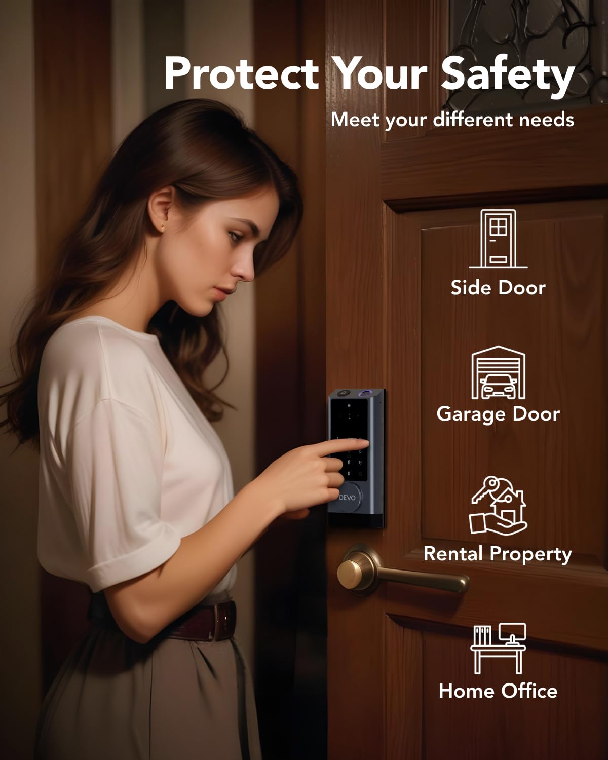 Devo G1 Video Smart Lock with Camera & Doorbell - 6-in-1 Keyless Entry Door Lock with App Remote Control, Fingerprint ID, Auto Lock, Built-in Wi-Fi Smart Deadbolt for Front Door - Easy Installation, Waterproof, BHMA Grade 3 - Perfect for Home Security, Smart Home Integration & Hands-Free Access