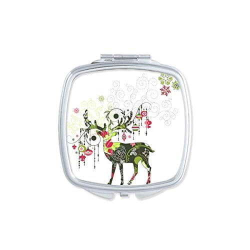 DIYthinker Snowflake Lantern Deer Art Deco Mirror - Portable Compact Double Sided Glass Makeup Mirror - Perfect Gift for Home Decor, Travel & Vanity Use