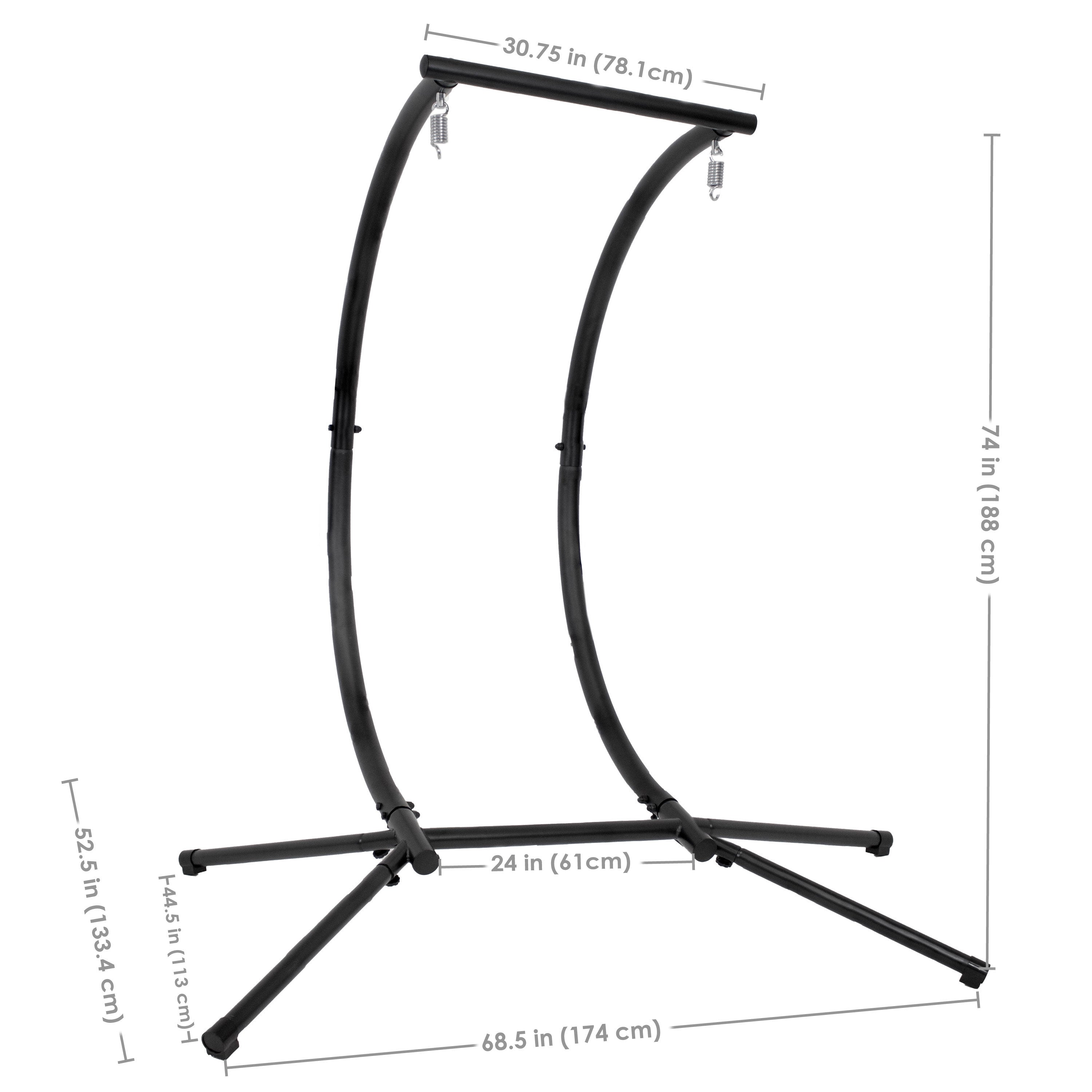 Black Steel Sunnydaze Double Outdoor Egg Chair Stand - Perfect for Patio, Garden, and Backyard Relaxation