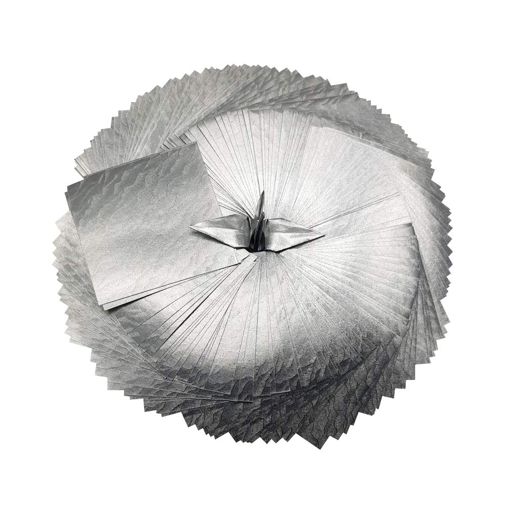 Premium 100-Pack Silver Origami Paper Sheets with Cloud Pattern - 3x3 Inch Pearl Coated Folding Squares for Origami Cranes, DIY Scrapbooking & Paper Crafts - Perfect for Gifts, Home Decor & Kids' Art Projects