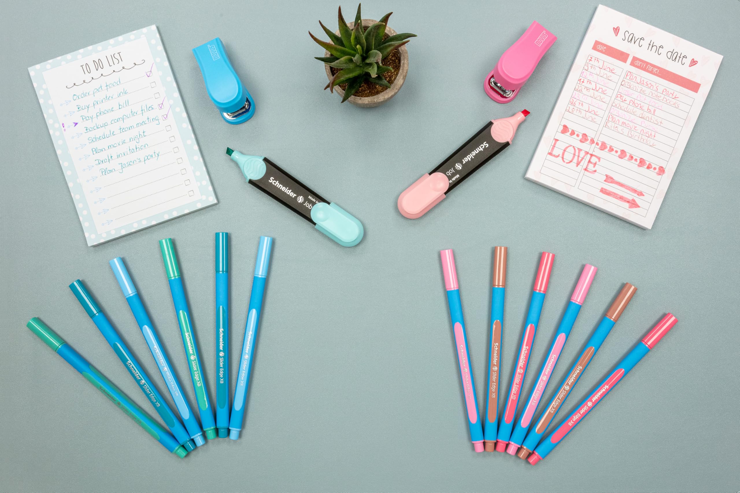 Schneider Slider Edge Pastel XB Extra Broad Ballpoint Pen - 1.4mm Tip, Light Blue Barrel with Blush Ink - Pack of 10 Pens (152236) - Perfect for Office, School, Note Taking & Gift Giving
