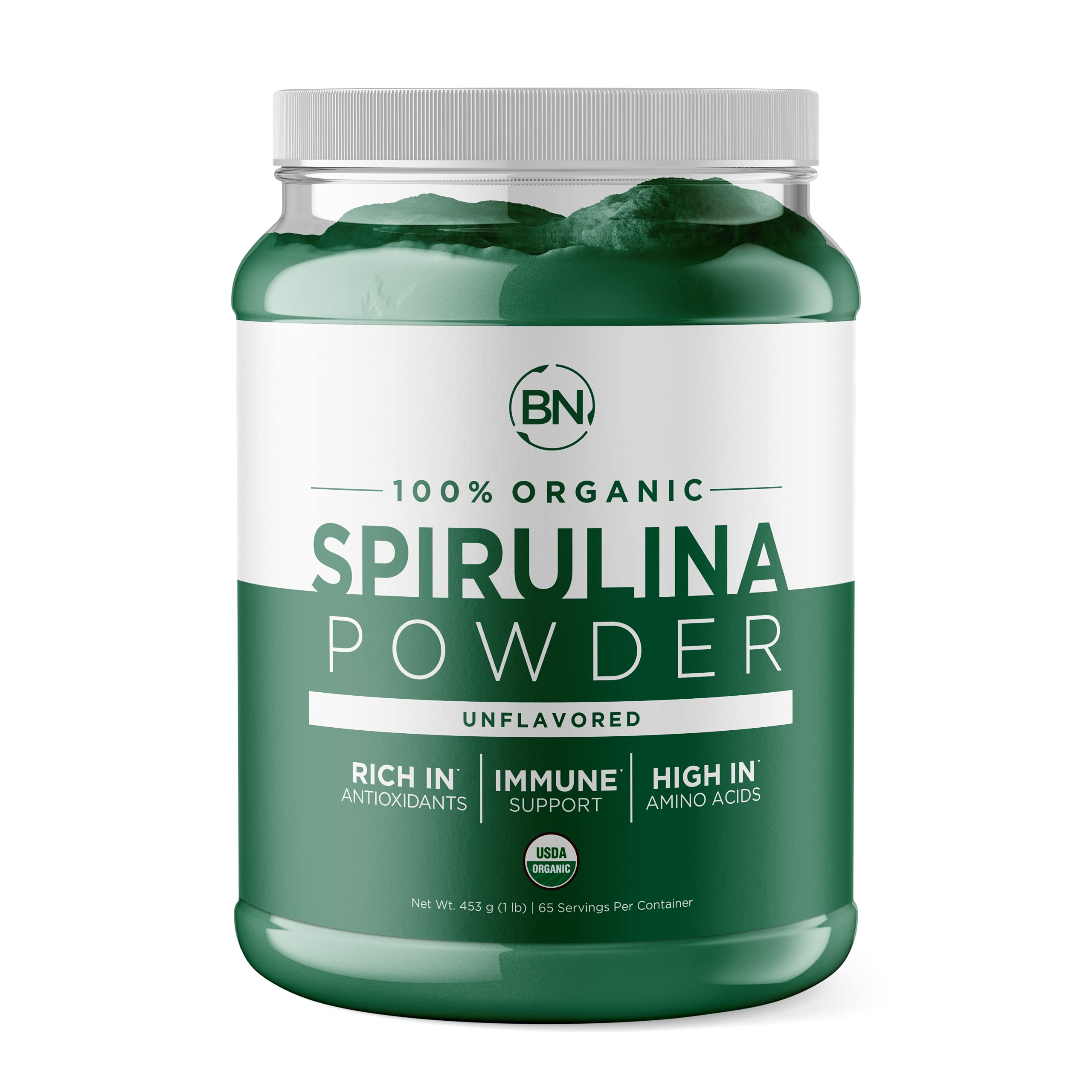 Organic Spirulina Powder 1lb (129 Servings, 3.5g per Serving) - USDA Certified, RAW, Nutrient-Dense Superfood with Over 70% Protein - Pure Vegan Protein Source for Smoothies, Energy Boosts & Daily Nutrition