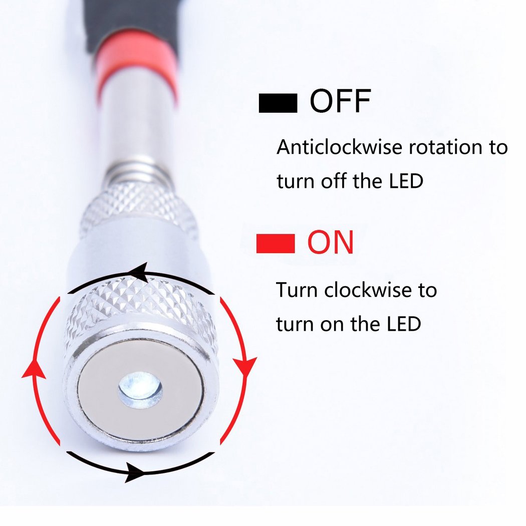 Preciva Magnetic Telescoping Pick Up Tool with LED Flashlight - 19.5 to 68cm Extendable Magnet Stick for Metal Retrieval (1 Pack) - Perfect for Mechanics, DIY Projects & Hard-to-Reach Areas