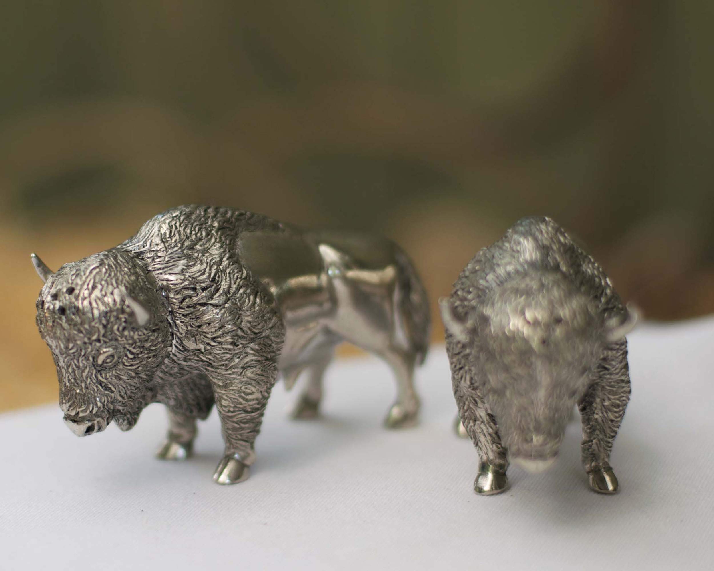 Vagabond House Pewter Bison Salt and Pepper Shaker Set - 3