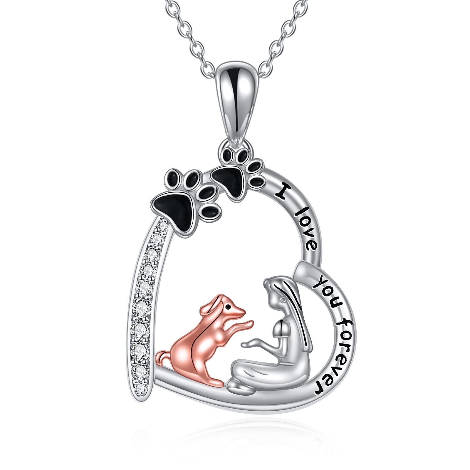 Sterling Silver Dog Paw Heart Necklace - Perfect Gift for Women Dog Lovers | Birthday Jewelry for Her | Ideal for Pet Owners, Dog Moms & Animal Lovers | Great for Everyday Wear, Special Occasions & Gift Giving