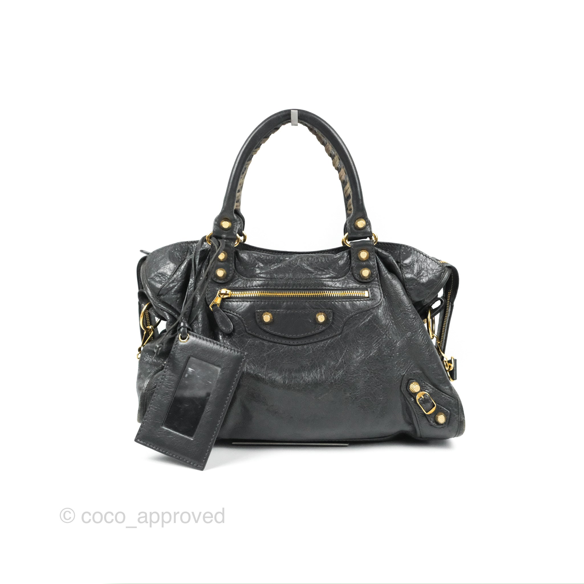 Balenciaga Classic City Bag in Dark Grey Calfskin with Gold Hardware - Perfect for Everyday Use, Work & Travel