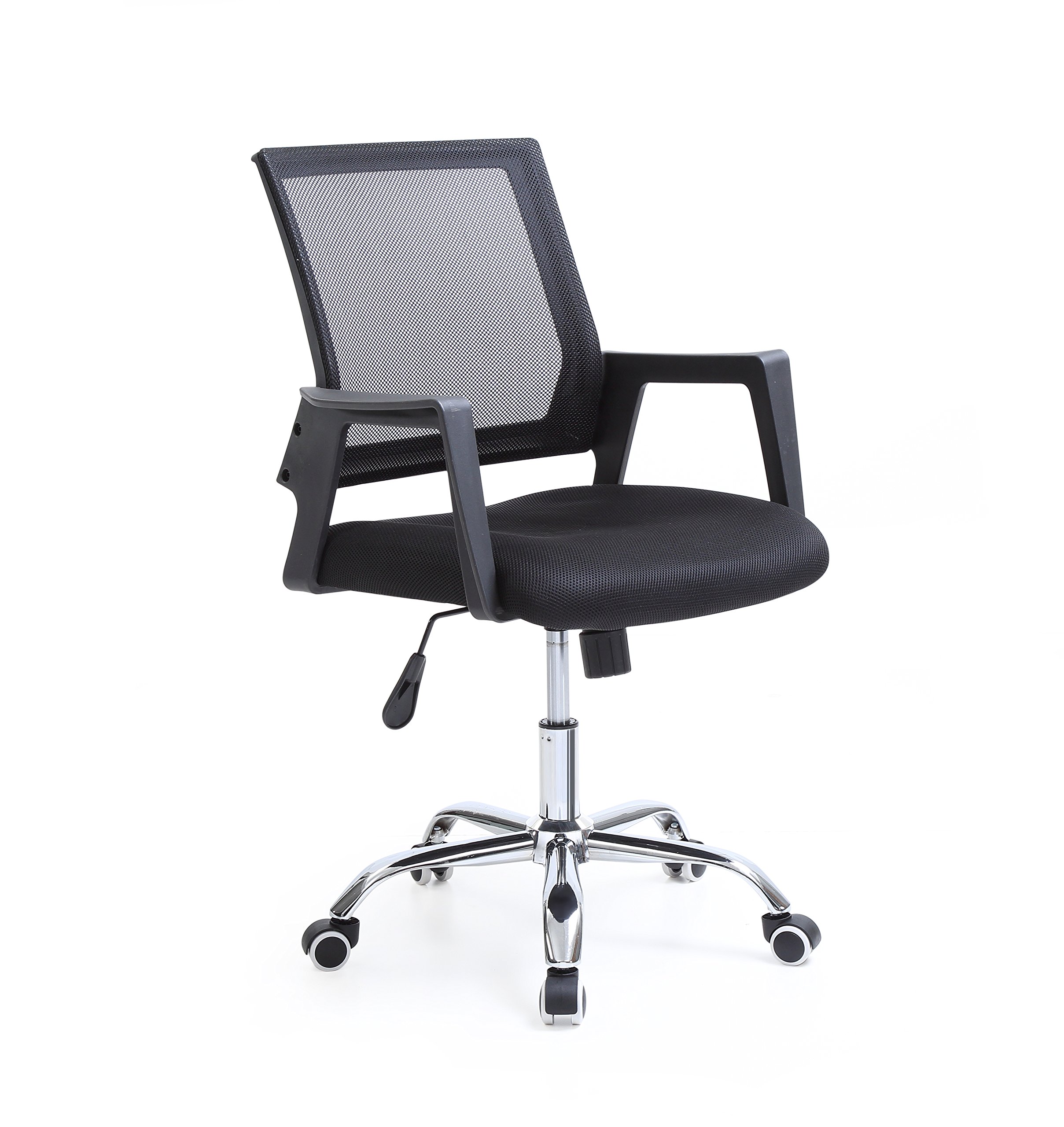 Hodedah HI-4025 Black Mesh Office Chair with Adjustable Height and Lumbar Support - Ergonomic Desk Chair for Home Office, Gaming, and Workspace Comfort
