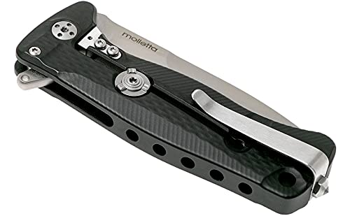 Lion Steel SR22A Sleipner Frame Lock Folding Pocket Knife - Black Aluminum Handle, Satin Blade | IKBS Ball Bearing System | Dual Carry Clip | EDC, Camping, Outdoor Survival Gear