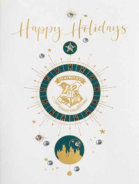Harry Potter Hogwarts Crest Holiday Embellished Greeting Card - Perfect for Christmas, Birthday & Special Occasion Wishes