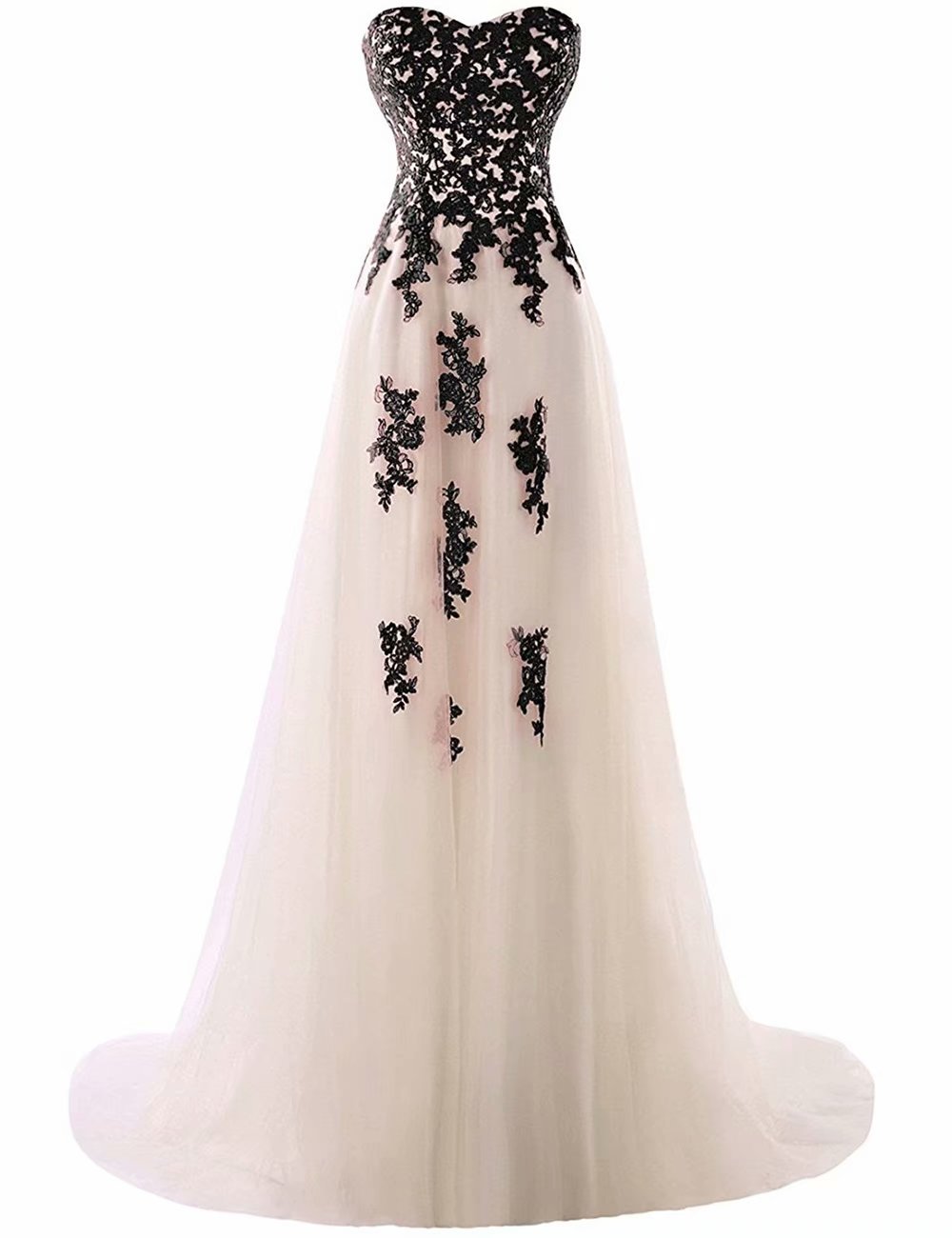 Elegant Sweetheart Neckline A-Line Tutu Evening Dress with Appliques - Women's Long Formal Gown for Prom, Wedding, and Special Occasions