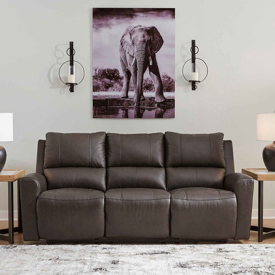 Boxmere Power Reclining Sofa with USB Charging - Modern Electric Recliner Couch for Living Room, Home Theater & Relaxation - Soft Faux Leather Sectional Sofa with Adjustable Headrest and Lumbar Support