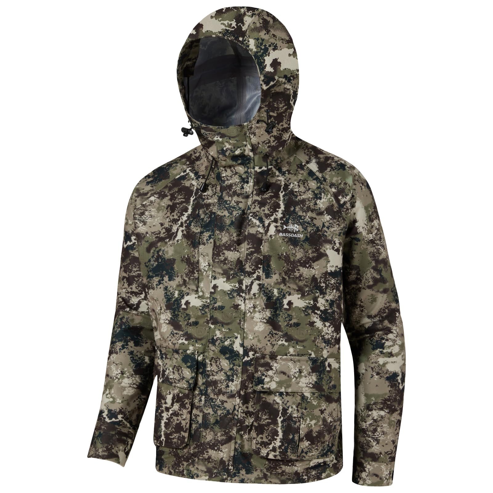 BassDash Waterproof & Breathable Fishing & Hunting Wading Jacket for Men & Women - Silent Outer Fabric, 7 Sizes - Ideal for Fly Fishing, Duck Hunting & Outdoor Adventures