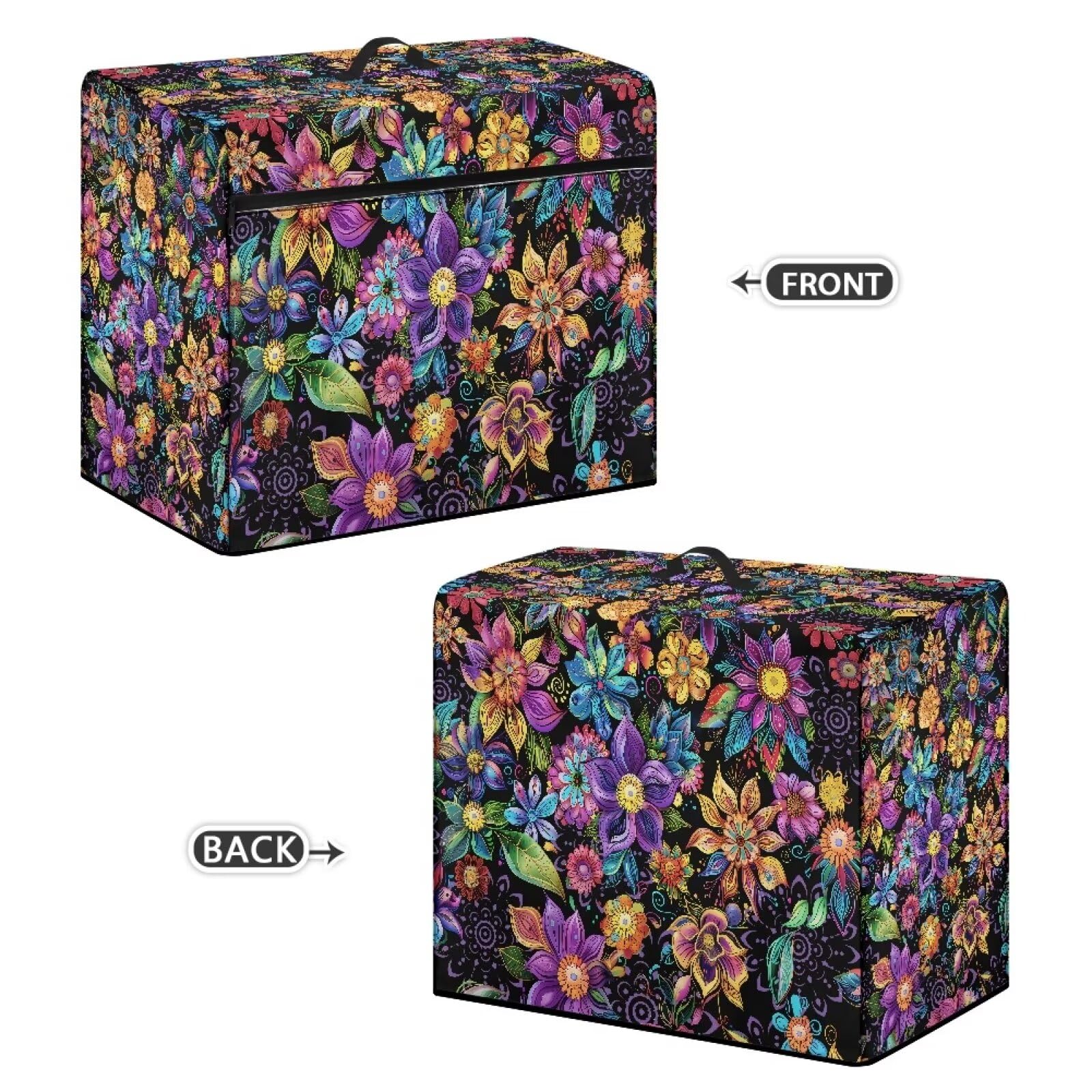 Bohemian Floral Sewing Machine Cover with Storage Pockets - Dustproof Protective Case for Brother, Singer & Janome - Washable Fabric for Easy Cleaning - Perfect for Home Studios & Craft Rooms