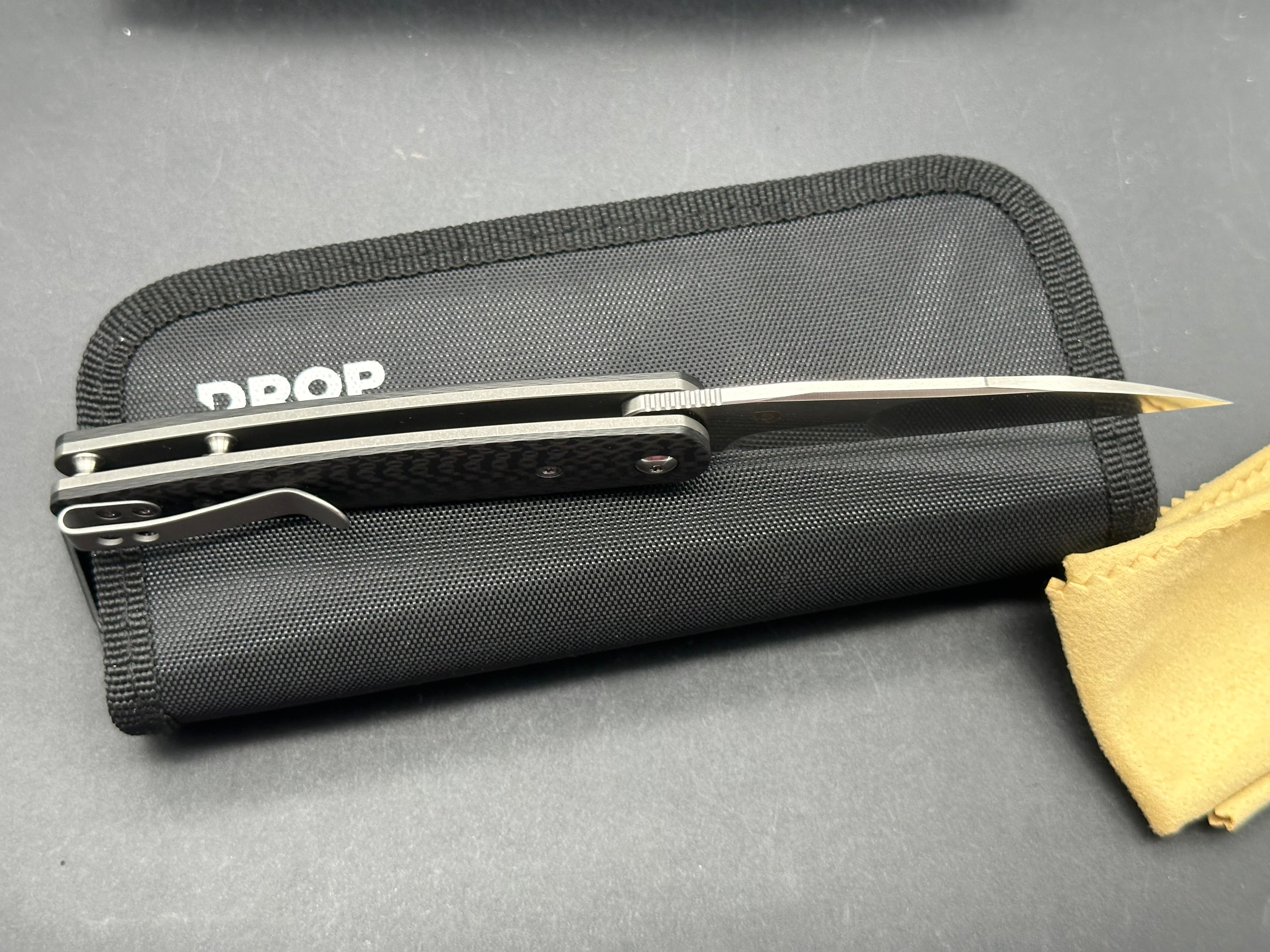 Premium Drop Brad Zinker Dogtooth Pocket Knife - S35VN Steel Blade, Carbon Fiber Handle with Titanium Liners - EDC, Outdoor, Camping & Survival Gear