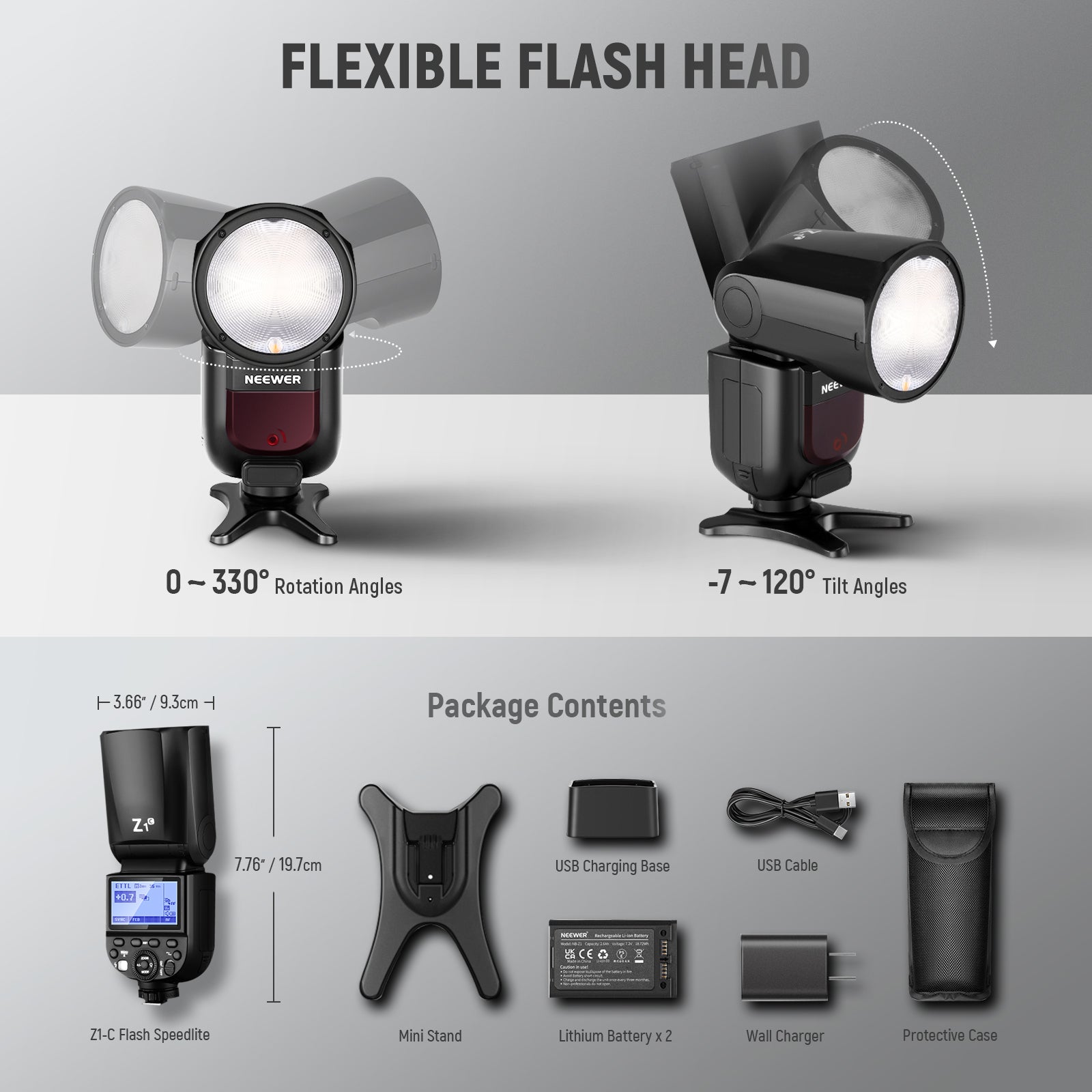 NEEWER Z1-C TTL Round Head Flash Speedlite for Canon DSLR Cameras - Professional Photography Lighting for Portraits, Events & Studio Shoots