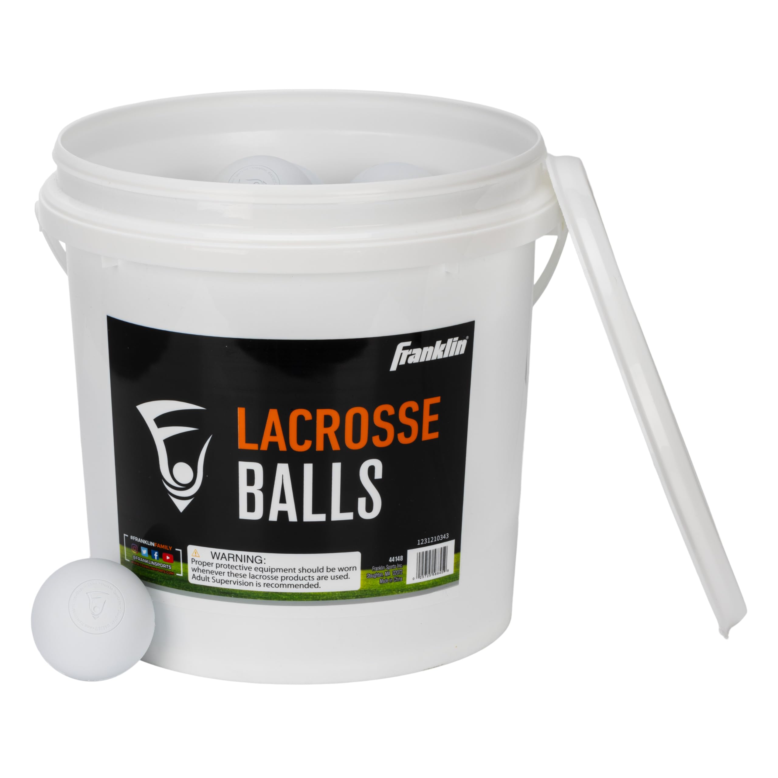 Franklin Sports Official Size Lacrosse Balls (63mm) - High-Quality Rubber Practice Balls for Outdoor Training & Games - Perfect for Lacrosse Players, Muscle Massage Therapy & Yoga - White & Yellow - Ideal for Sports Enthusiasts, Physical Therapy & Fitness Recovery