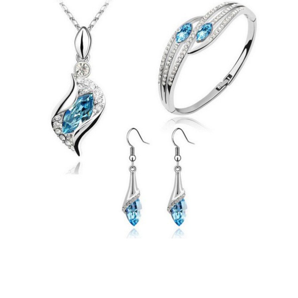 Fashionable Crystal Drop Necklace Set - DIY Jewelry Kit with Bracelet, Earrings & Pendant for Women | Trendy Accessories for Parties, Weddings & Everyday Wear