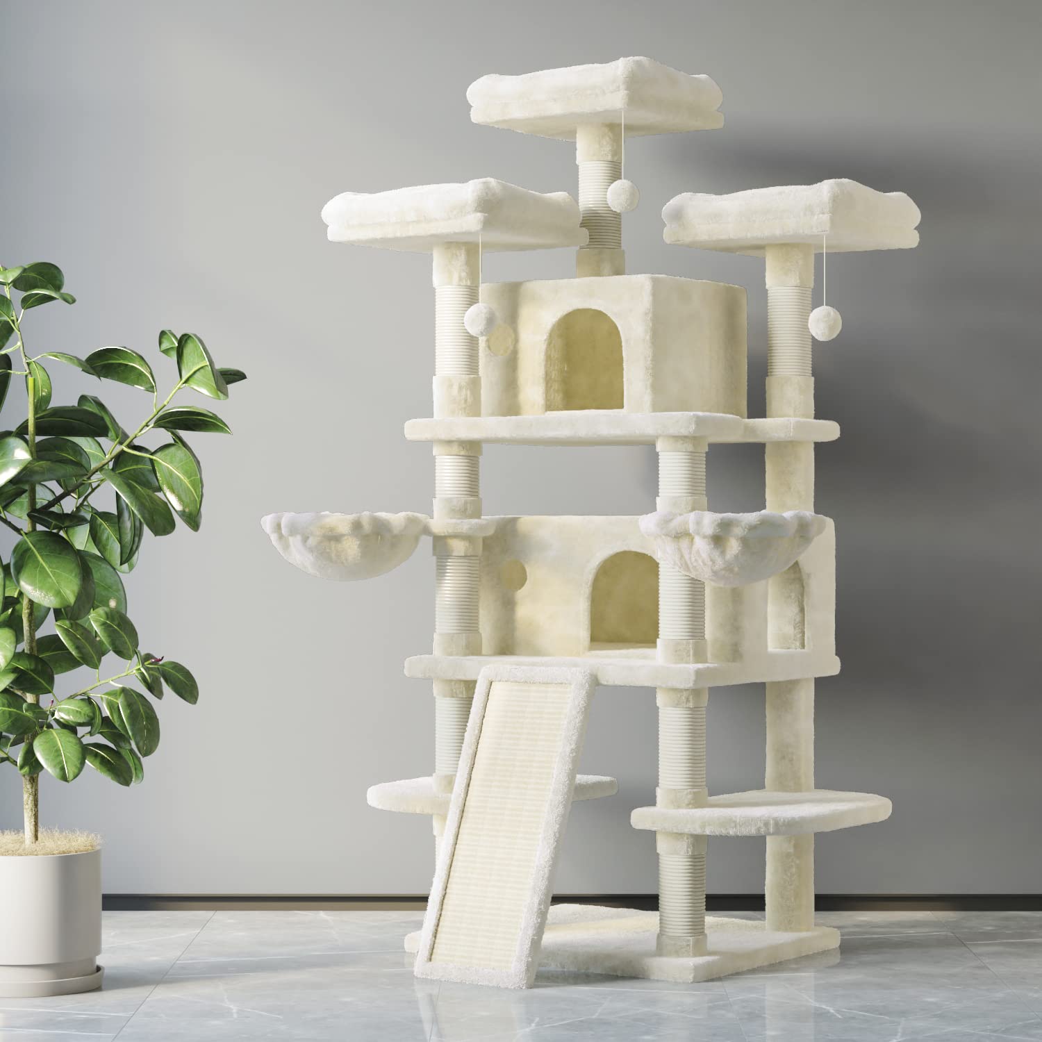 **Sifurni 68-Inch Multi-Level Large Cat Tree for Big Cats - Sturdy Cat Tower with Condo, Plush Perches, Sisal Scratching Posts & Hammocks - Durable Cat Activity Center & Playhouse for Indoor Cats**    *(Perfect for Large Breed Cats, Multi-Cat Households, and Active Kittens - Provides Climbing, Scratching, and Lounging Space for Happy Pets!)*