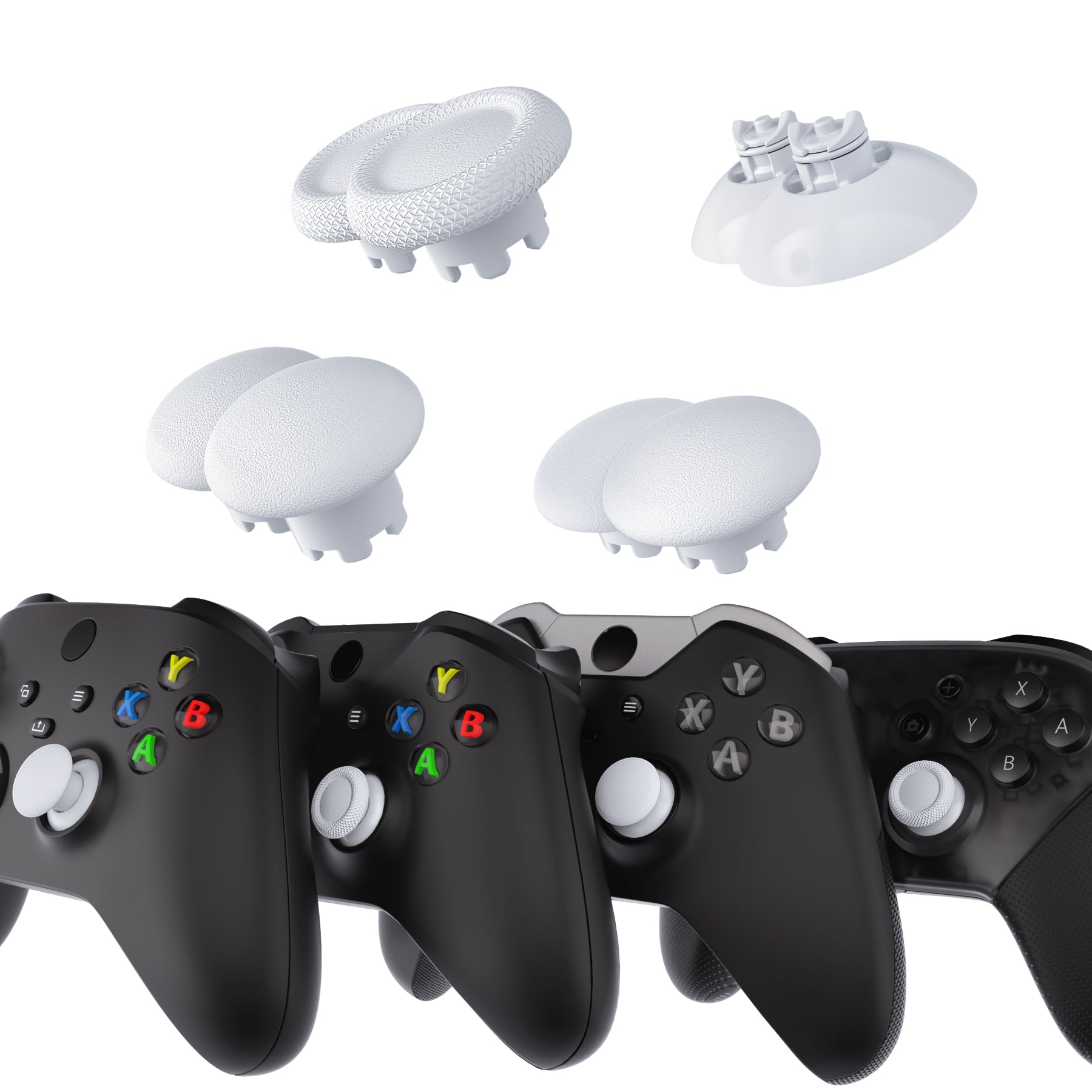 eXtremeRate Interchangeable Thumbsticks for Xbox Core/One S/X/Elite V1 & Nintendo Switch Pro Controller - Robot White Swappable Analog Joystick | Gaming Accessories for Enhanced Control & Customization