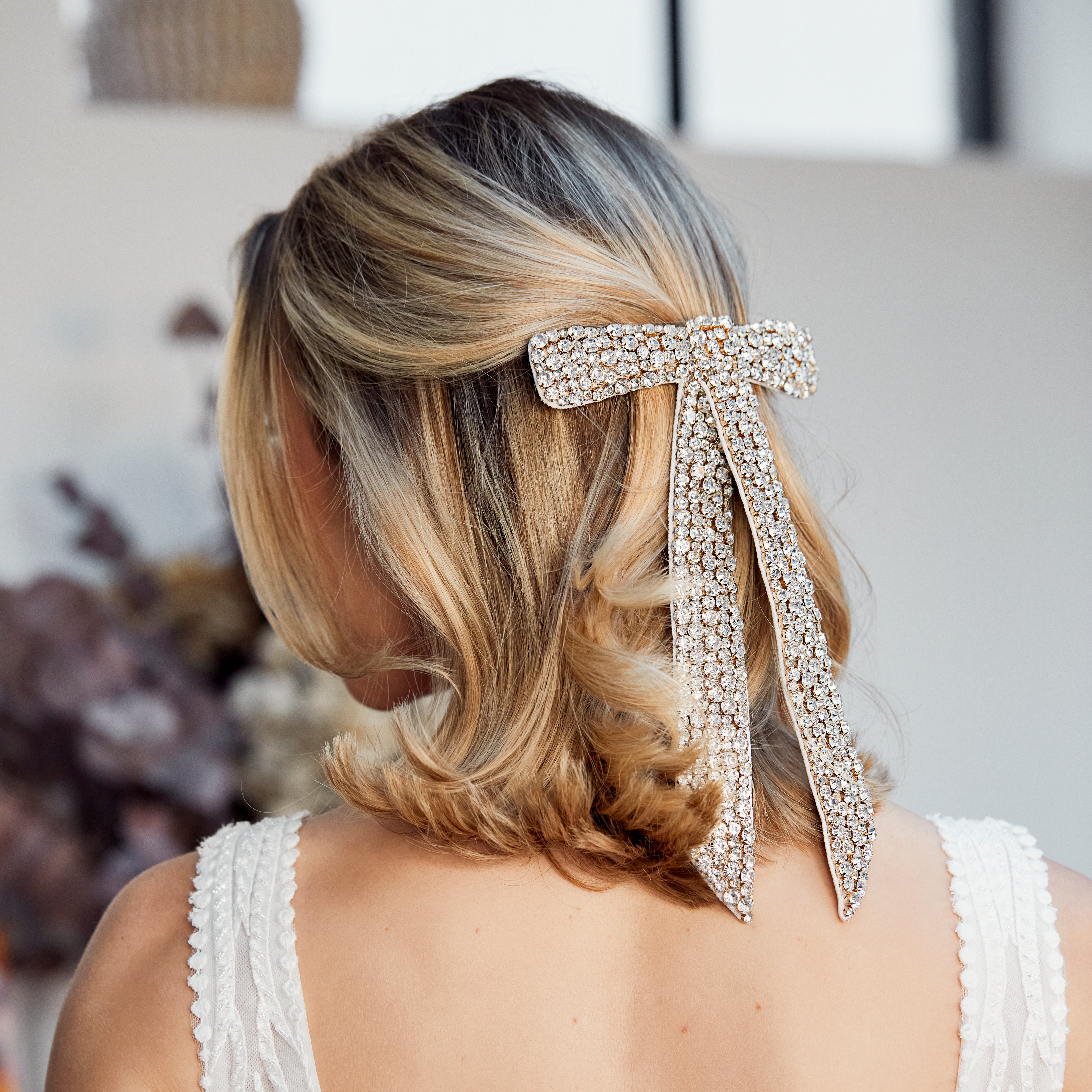 Celeste Embellished Hair Bow - Elegant Rhinestone Hair Accessories for Women & Girls | Perfect for Weddings, Parties & Special Occasions
