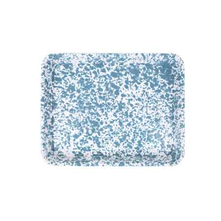 Crow Canyon Small Rectangle Enamelware Tray - Turquoise Marble Design | Perfect for Serving, Organizing & Home Decor