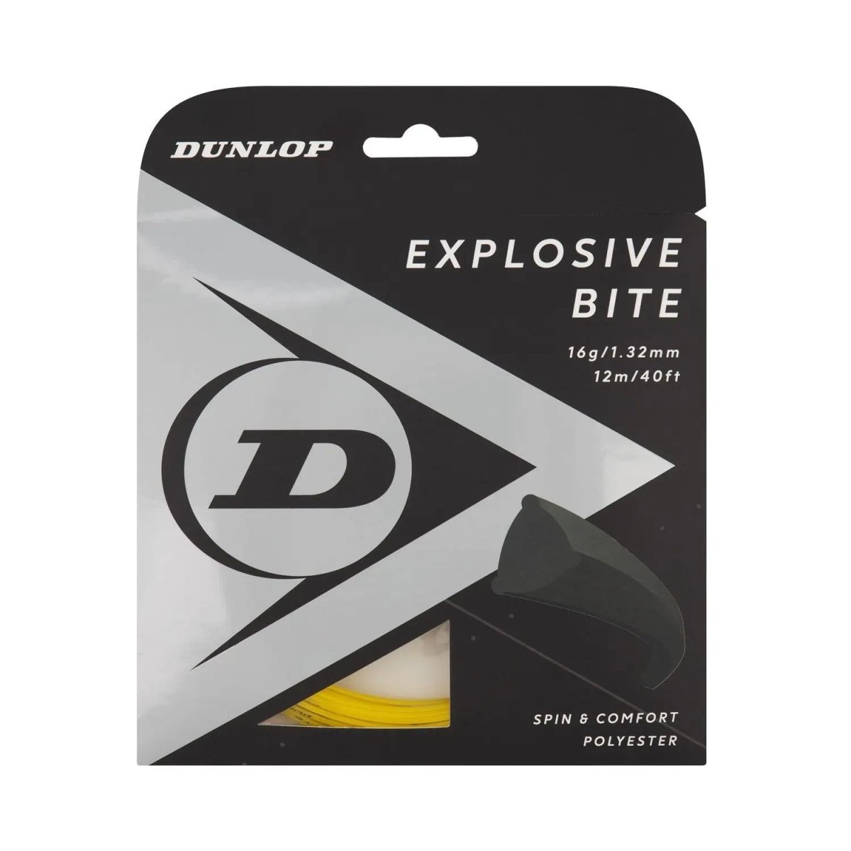 Dunlop Explosive Bite 16 Tennis String - High Performance Polyester String for Power & Spin | Perfect for Competitive Players & Aggressive Baseline Play