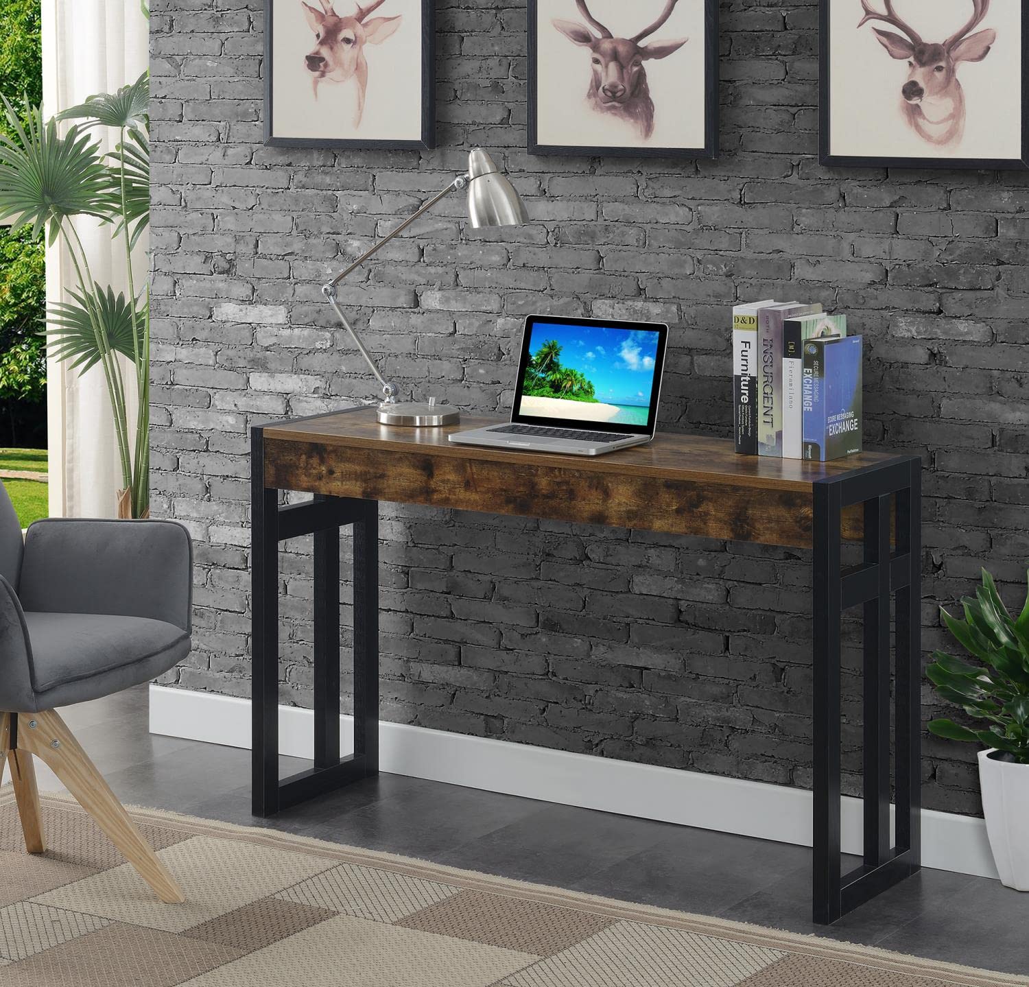 Convenience Concepts Monterey Console Table - Barnwood & Black Finish - Entryway, Living Room, or Hallway Accent Furniture for Home Decor