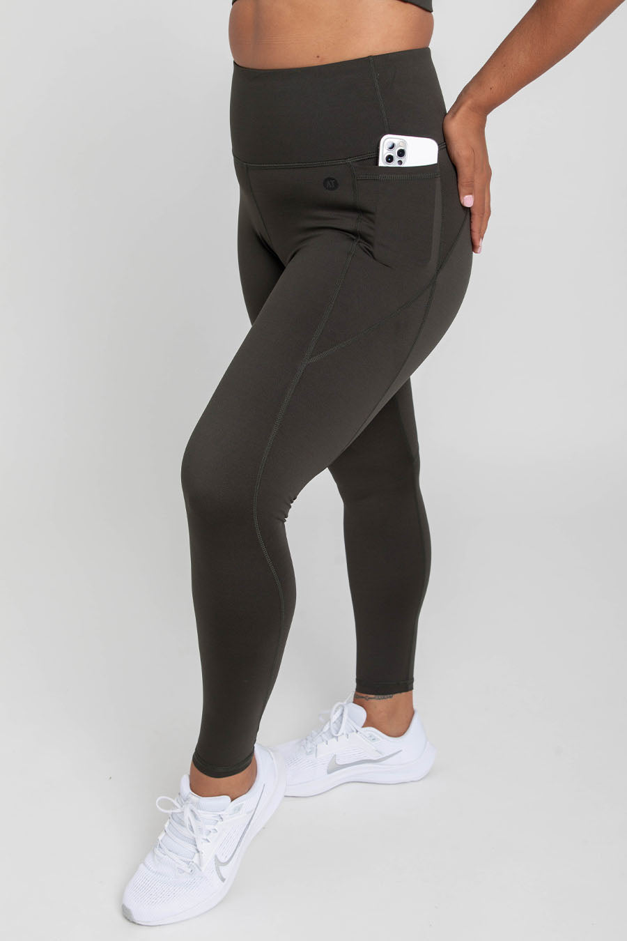 Women's High Waist Training Pocket Leggings - Forest Night Color - Perfect for Yoga, Running & Gym Workouts