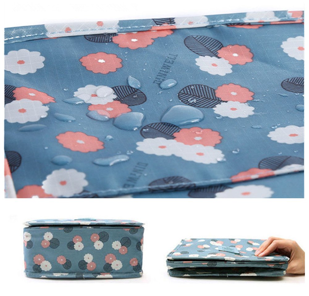King&Pig Waterproof Hanging Toiletry Bag - Multifunctional Travel Cosmetic Organizer for Makeup, Toiletries & Essentials - Perfect for Camping, Gym, Business Trips & Vacation (Navy Star)