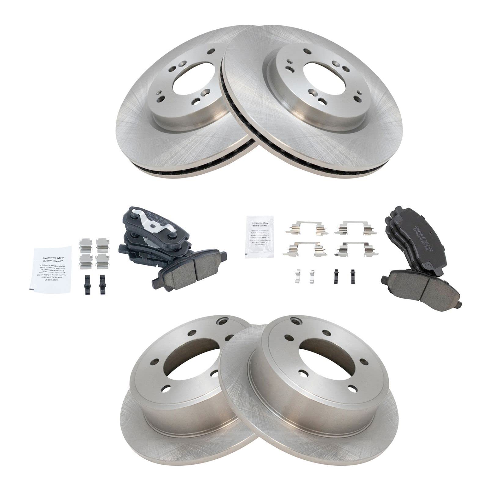 High-Performance Front & Rear Brake Rotor & Ceramic Brake Pad Kit for Dodge Jeep Mitsubishi - Smooth Stopping Power for Off-Road & Daily Driving