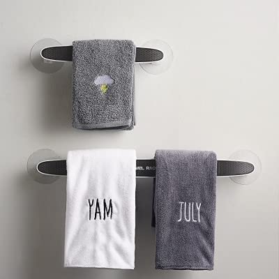 Savoryhive No Drill Self Adhesive Wall Mount Towel Rack - Multi-Functional Bathroom/Kitchen/Toilet Organizer - Plastic Towel & Slipper Holder (25cm) for Home, Office, RV, and Dorm Use