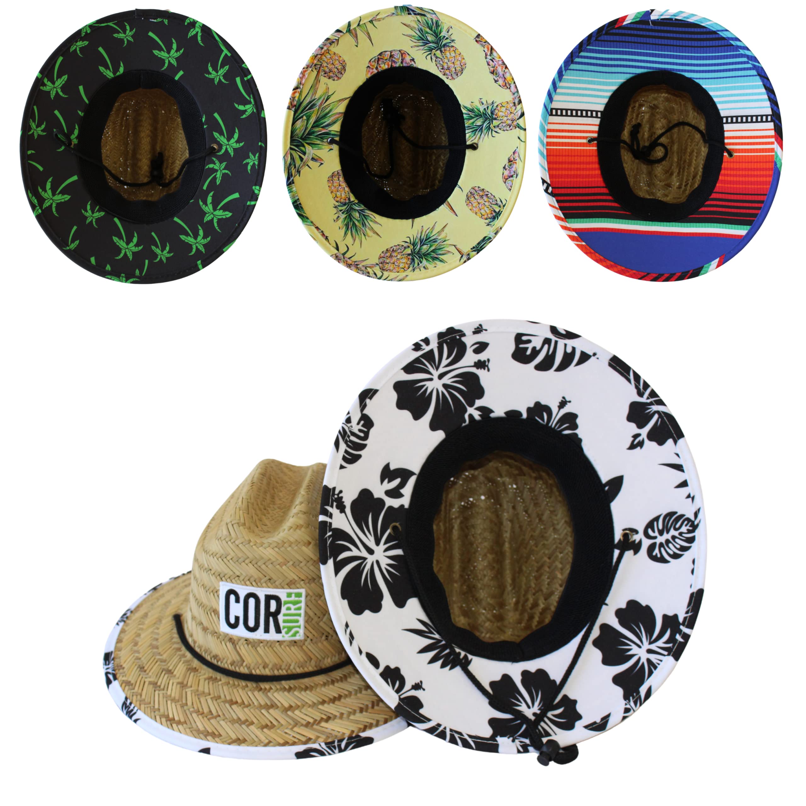 Kids Sun Hat for Boys & Girls - COR Surf Straw Beach Hat with UPF Protection, Classic Lifeguard Style - Perfect for Summer Beach Trips, Pool Parties & Outdoor Adventures