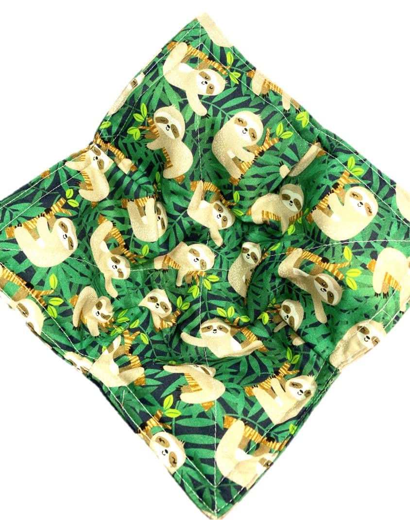 Sloth Print Microwave Bowl Cozy - 8.5 Inch Heat-Resistant Bowl Cover for 8 Inch Bowls - Handmade in USA - Perfect for Soup, Oatmeal & Meal Prep (Green Sloth Design)