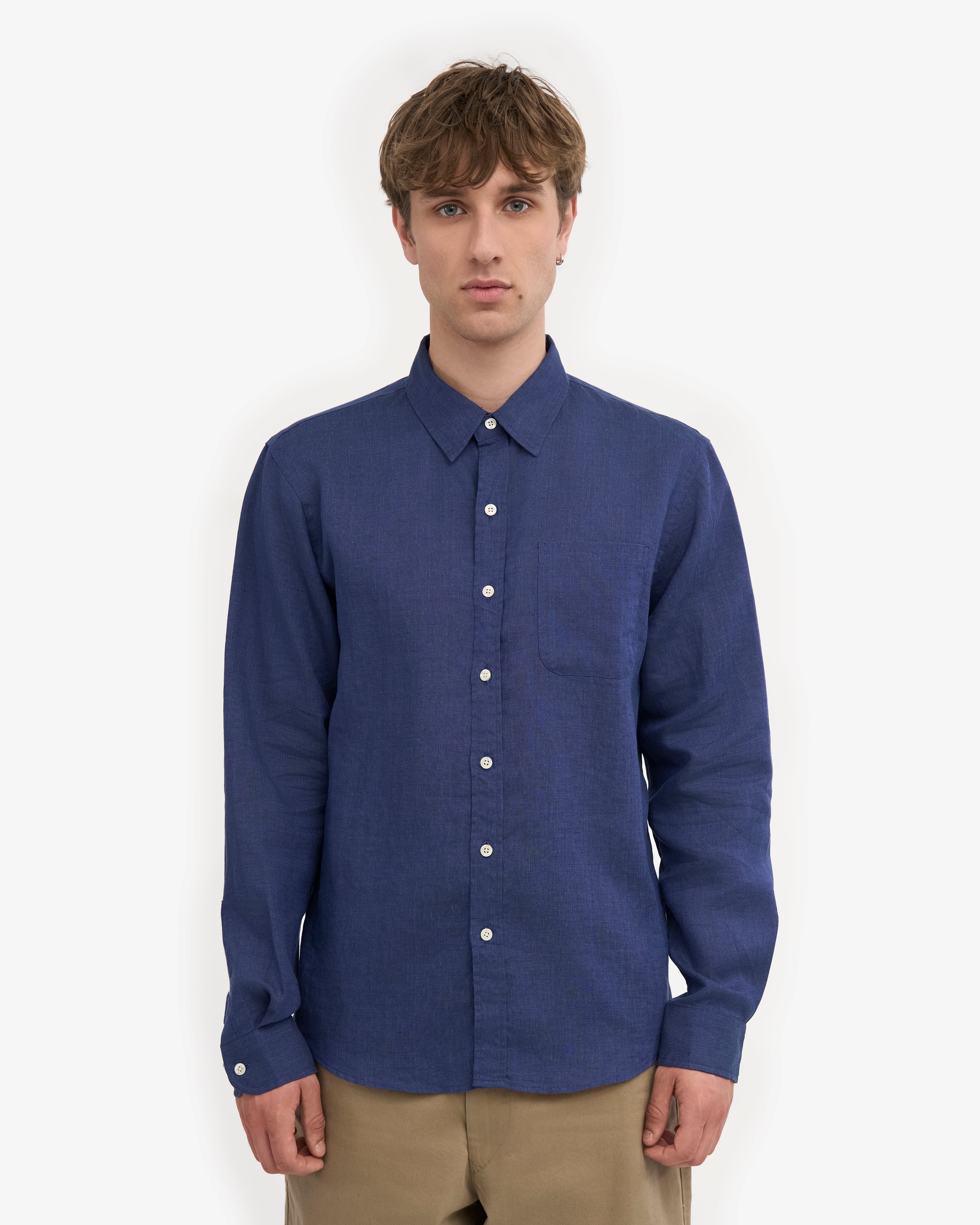 Premium Linen Shirt for Men - Breathable & Comfortable Petrol Blue Casual Button Down Shirt - Perfect for Summer, Beach, and Outdoor Activities