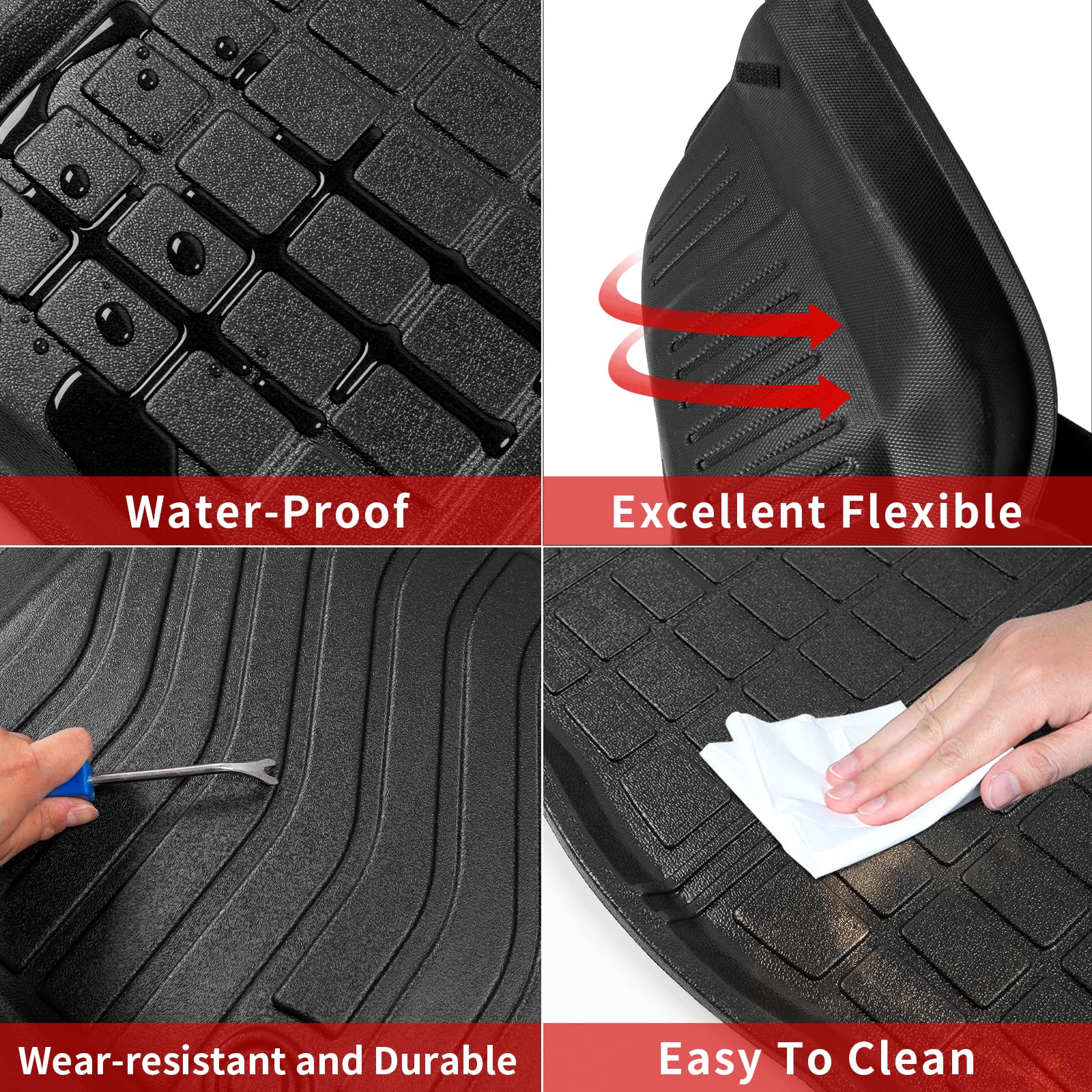 Xipoo All-Weather Floor Mats Set for 2021-2025 Nissan Rogue - Custom Fit Cargo Liner, Backrest Protector & Floor Liners | Durable Car Accessories for SUV Interior Protection (Perfect for Road Trips, Camping & Family Adventures)