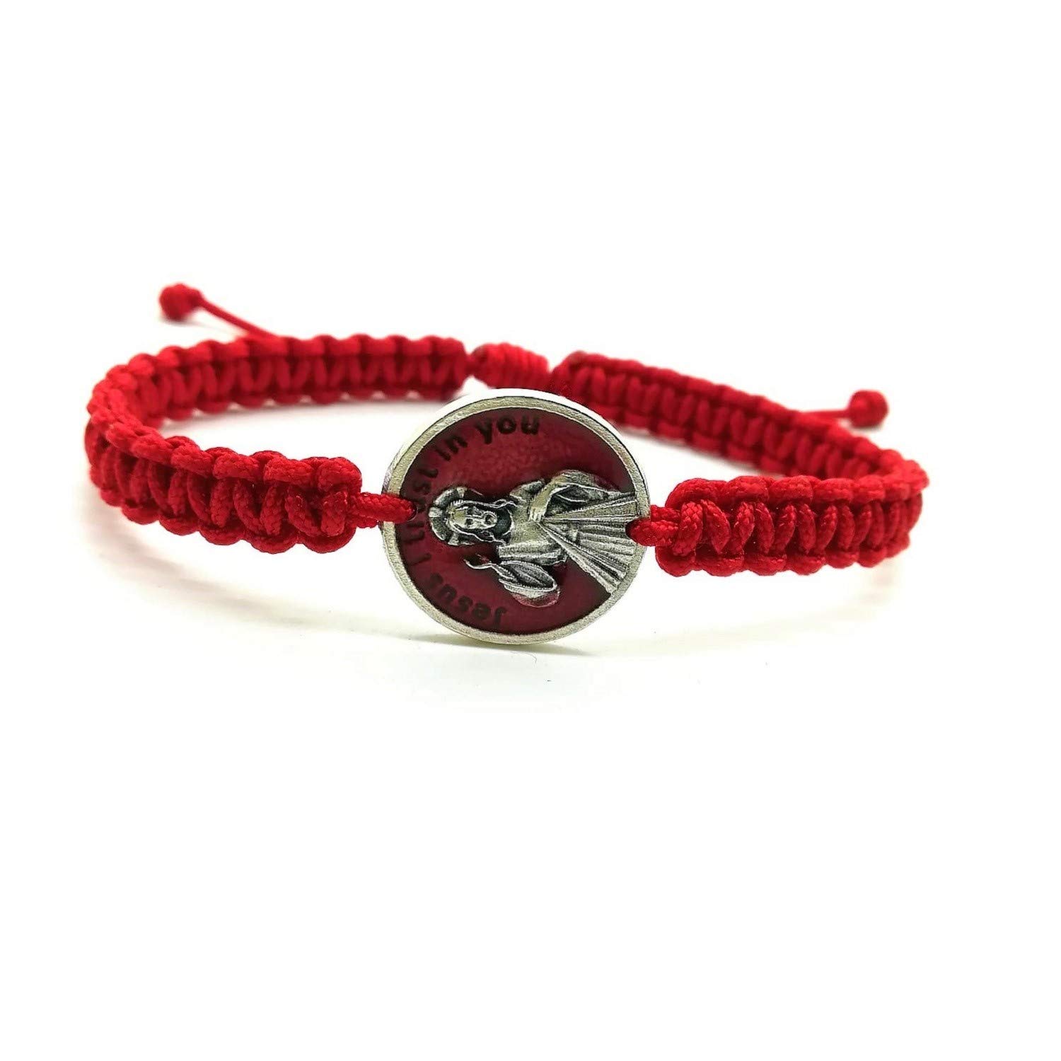 Adjustable Cord Religious Bracelets with Catholic Saint Medals - Christian Gift for Women (Divine Mercy) - Perfect for Baptism, First Communion & Daily Faith Inspiration