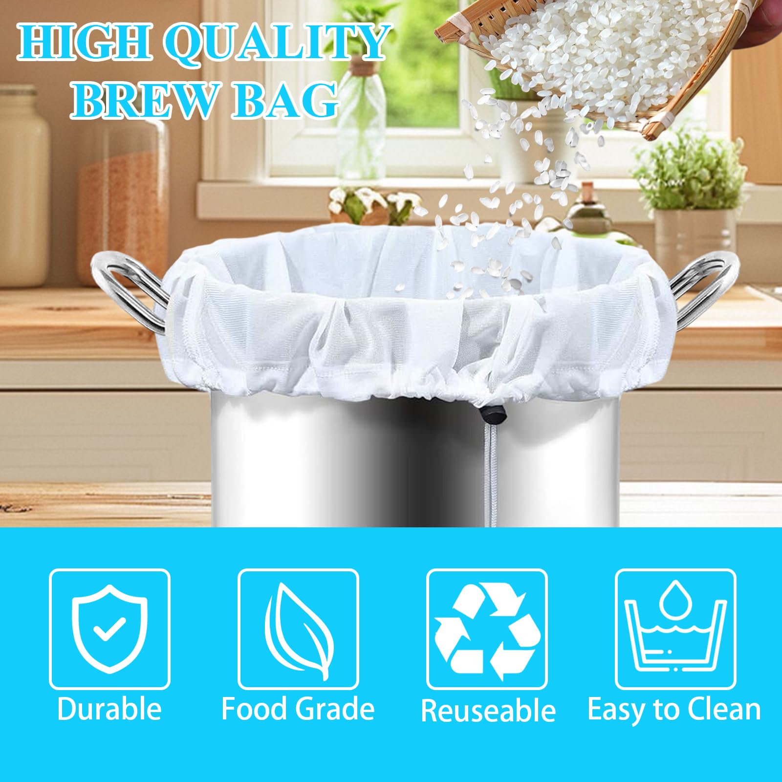 6 Pack Reusable 10 Gallon Brew Bags - 26