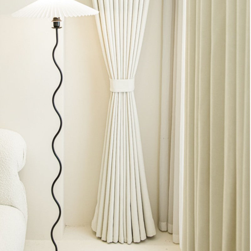 Premium Iris Cream Chenringbone Blackout Curtains - Custom Size Thermal Insulated Drapes for Bedroom & Living Room - Noise Reducing & Light Blocking Window Treatments