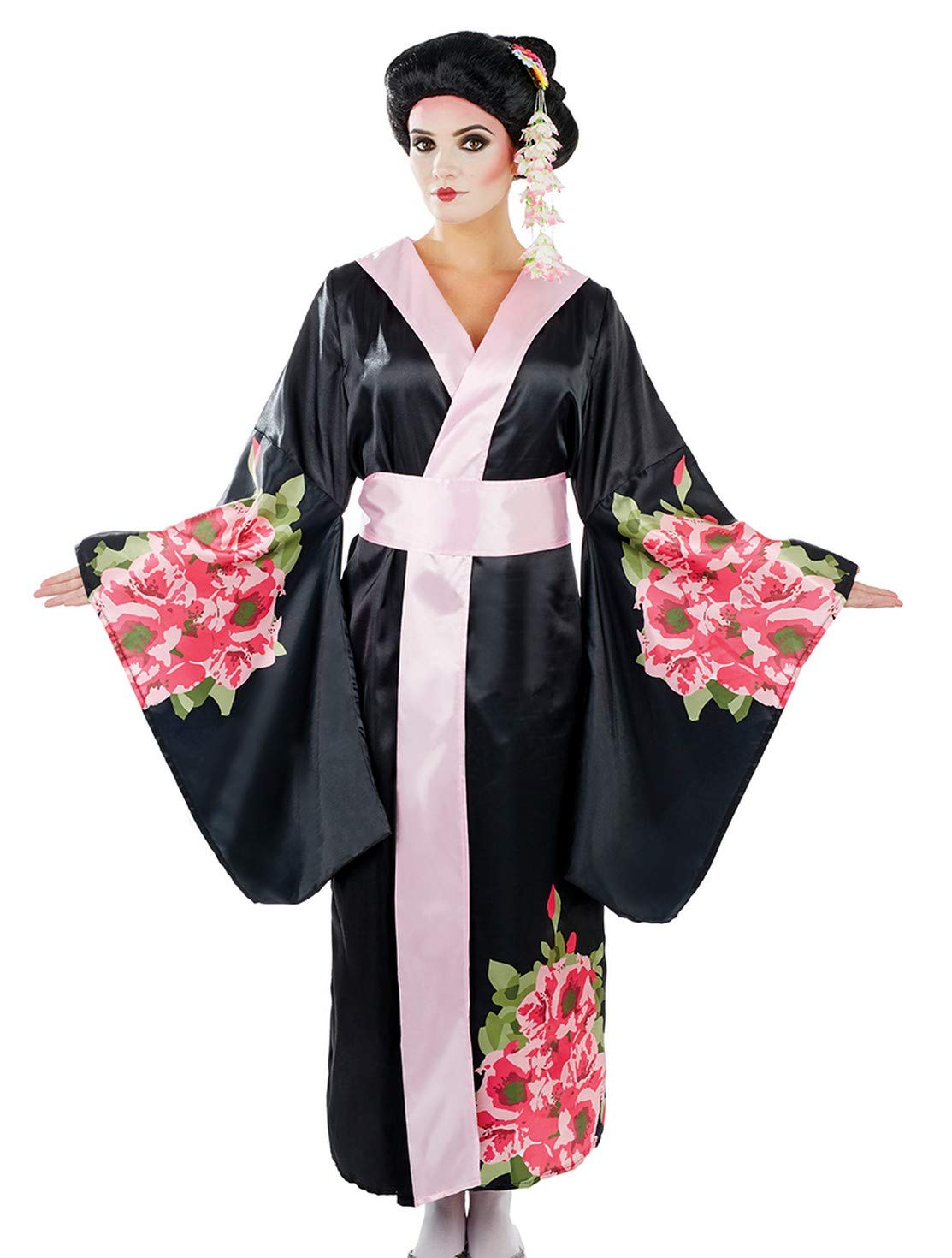 Geisha Costume for Women - Elegant Japanese Kimono Halloween Outfit with Obi Belt & Accessories - Perfect for Cosplay, Theme Parties & Cultural Events