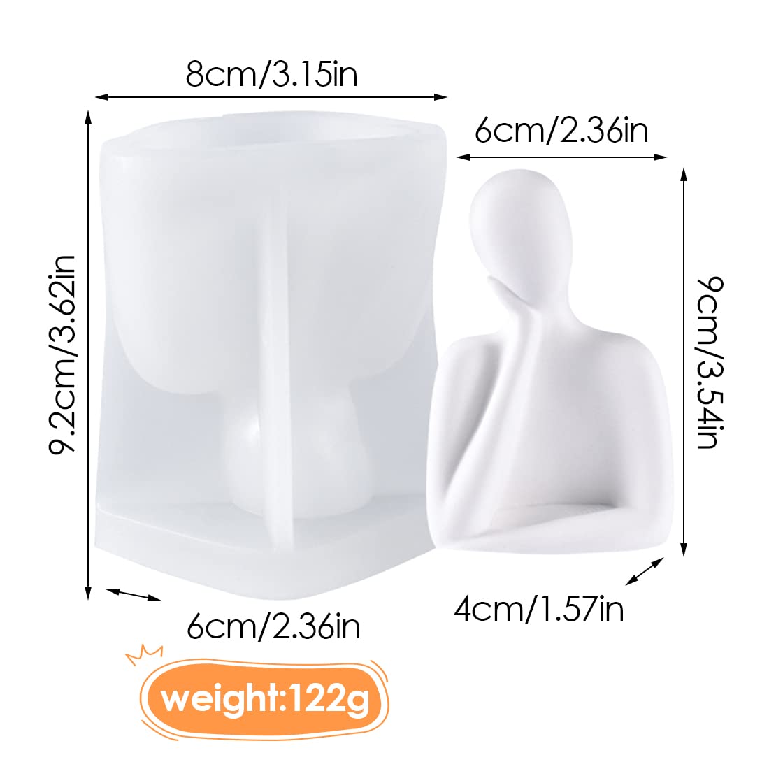 Voyyphixa 3D Human Silicone Molds for DIY Candles, Resin Art, Soap Making & Clay Crafts - Realistic Body Sculpture Molds for Aromatherapy, Home Decor & Gift Making (Candle C)