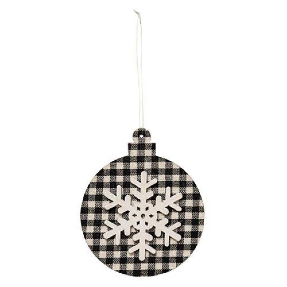 Black and White Plaid Snowflake Christmas Ornament Ball - Festive Holiday Decor for Tree, Gift, and Home Decoration