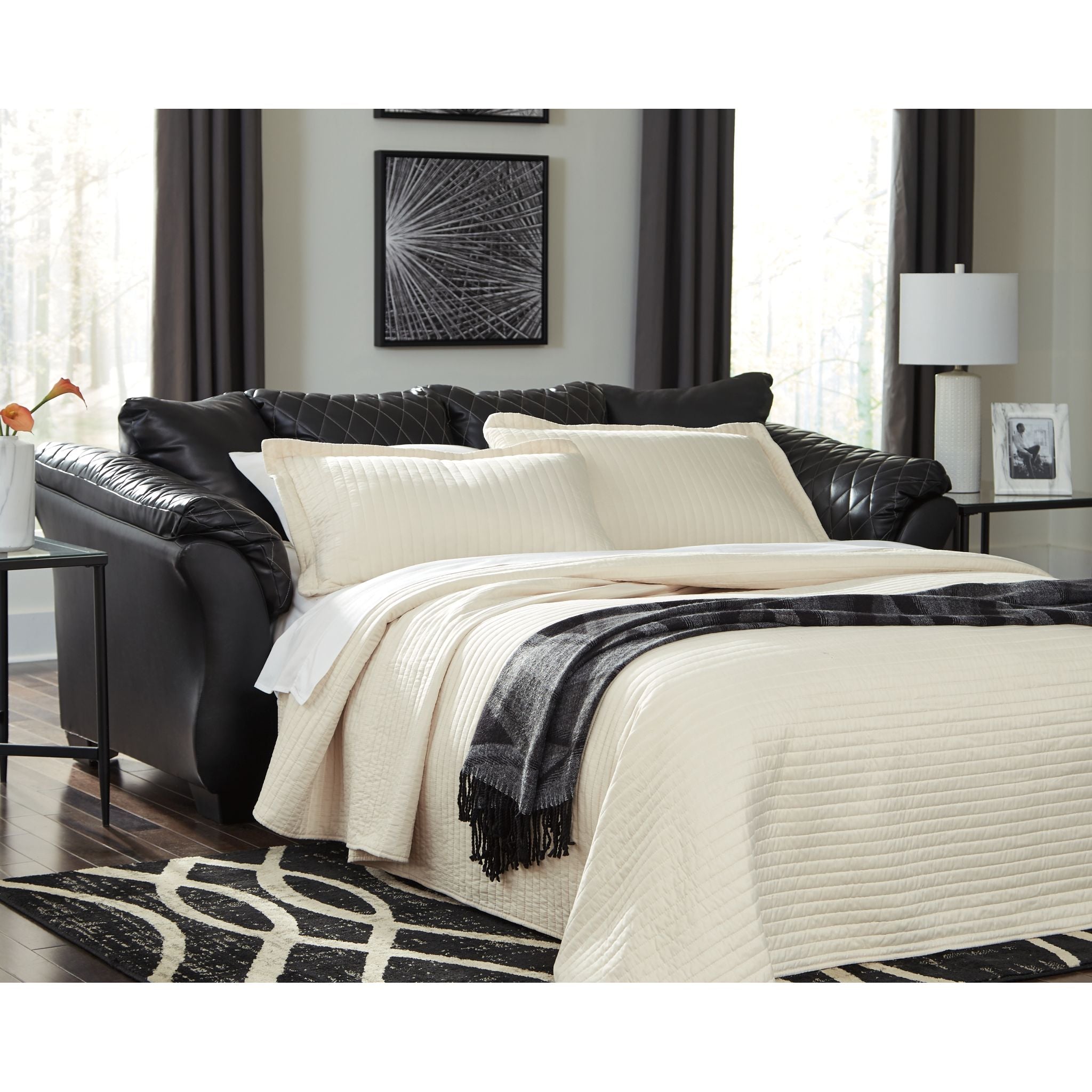 Betrillo Full Size Sofa Bed Sleeper - Convertible Black Futon for Small Spaces | Perfect for Guest Room, Studio Apartments & Office Lounges