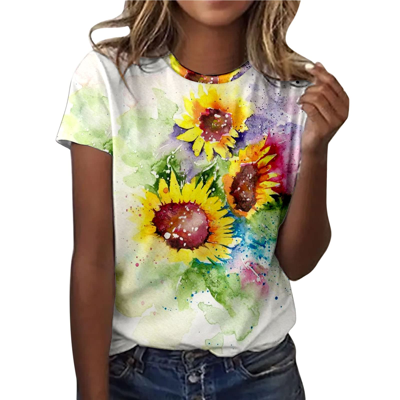Stylish Women's Short Sleeve T-Shirts - Striped Color Block & Leopard Print Casual & Workout Tops | Perfect for Everyday Wear, Gym, and Office Outfits