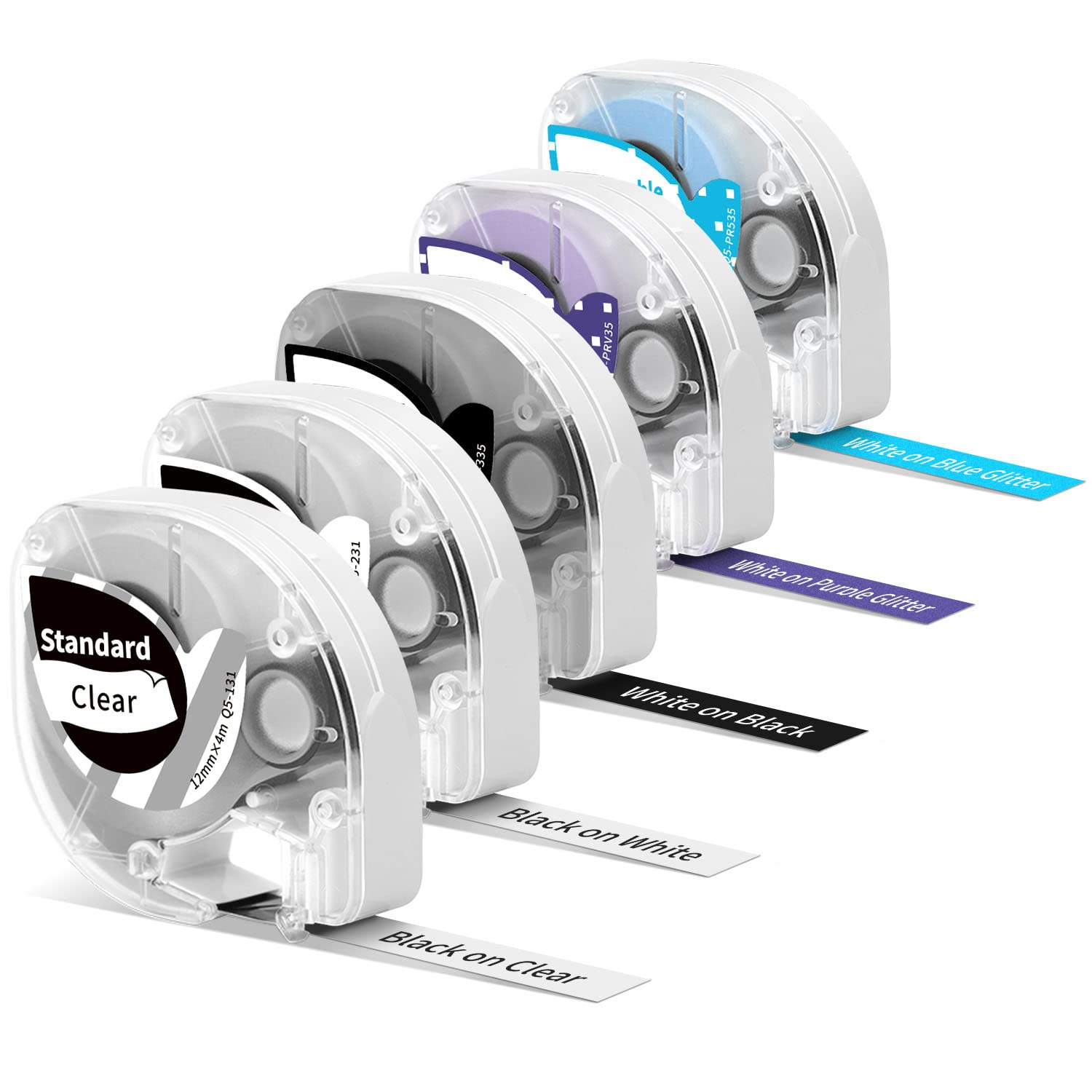 Phomemo P12 Label Maker Refills - Compatible with DYMO LetraTag 200B, P12 & P12 Pro Label Makers | 12mm x 4m Plastic Label Tape Replacement for Dymo Letratag 16952 & 12267 | Perfect for Home, Office & Storage Organization