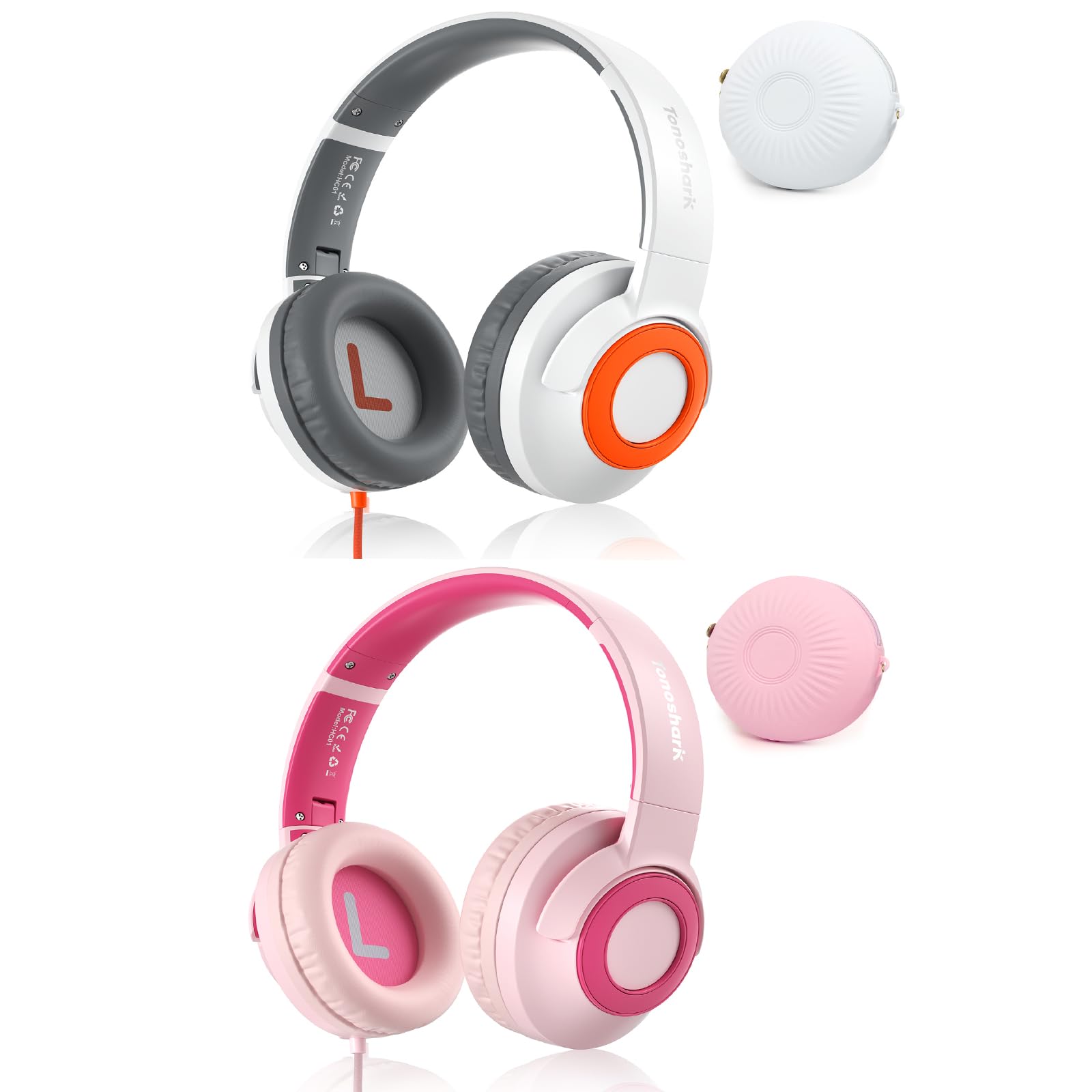 Safe Kids Wired Headphones with Microphone - 85/94dB Volume Limited Foldable Headset for Boys & Girls | 3.5mm Jack Earphones for School, Travel & Online Learning | Includes Portable Carrying Case