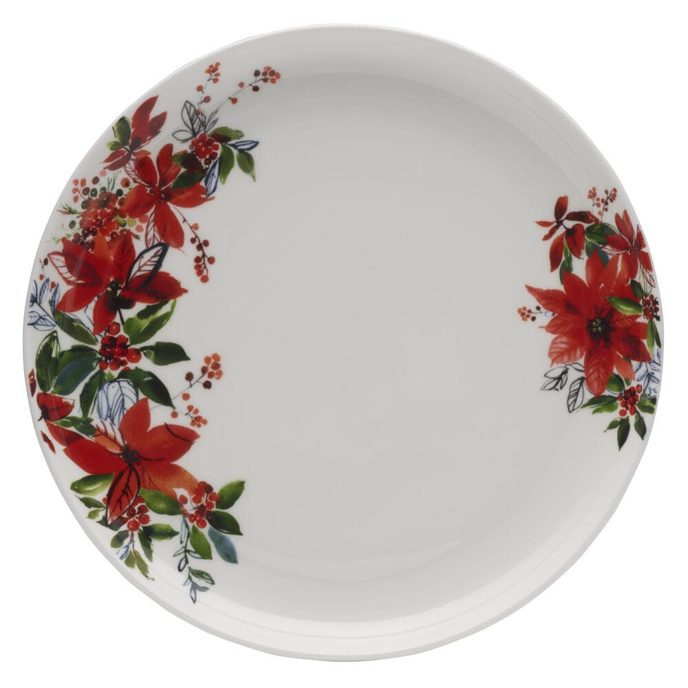 16-Piece Winter Poinsettia Dinnerware Set - Service for 4 | Elegant Holiday Tableware for Christmas Dinner & Festive Gatherings