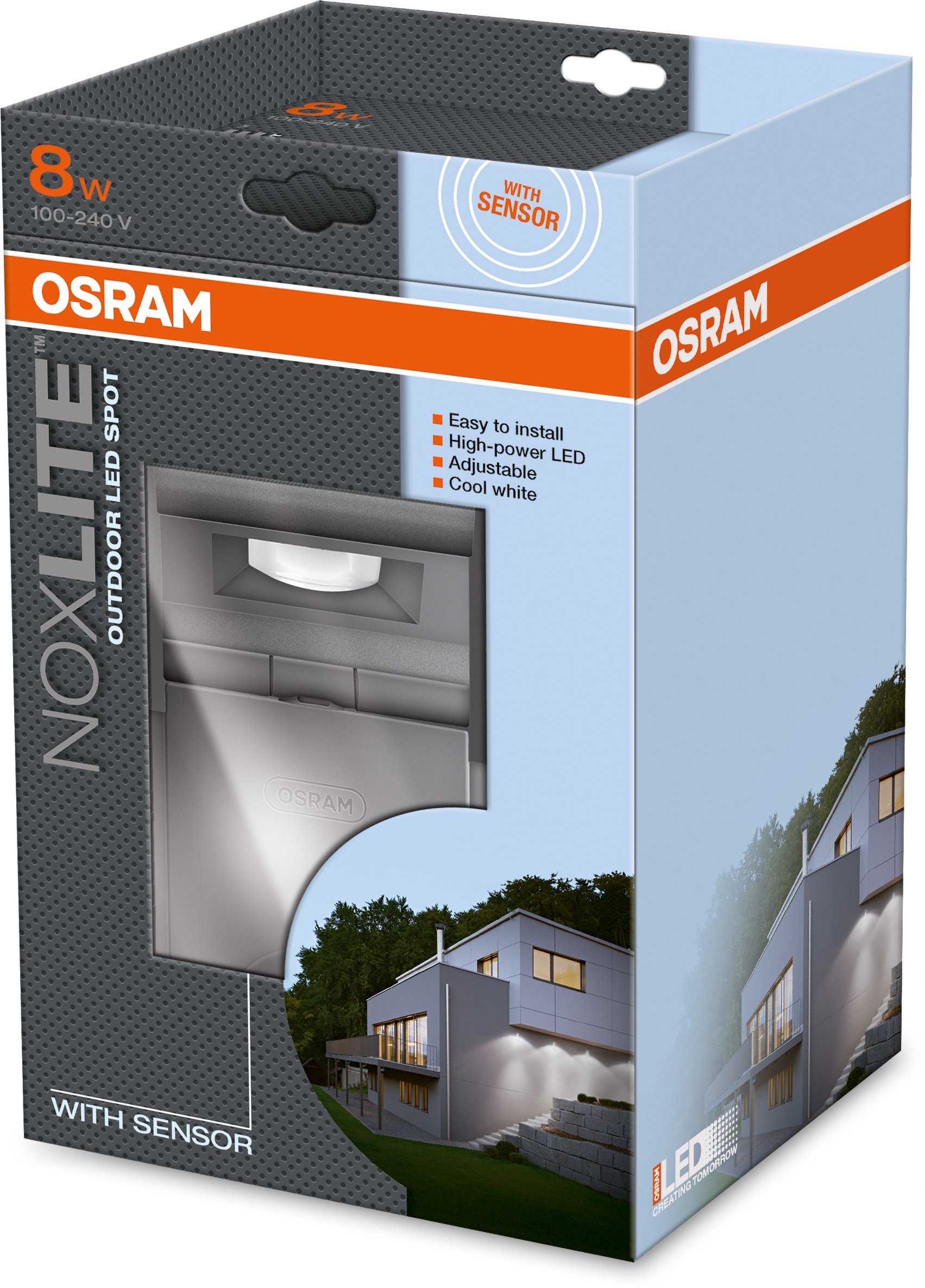 Osram Noxlite 73134 Outdoor LED Spotlight 8W with Motion Sensor & Daylight Detector - Energy Efficient Security Light for Garden, Garage, and Pathway Lighting