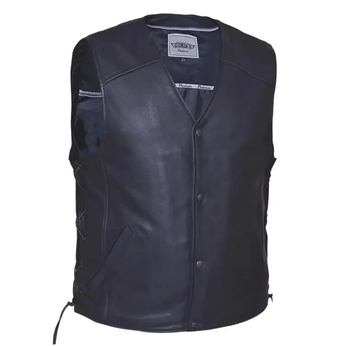 Unik International Men's Motorcycle Vest with Laced Side Design - Stylish Protective Gear for Bikers & Riders - Perfect for Motorcycle Tours, Cruising & Outdoor Adventures